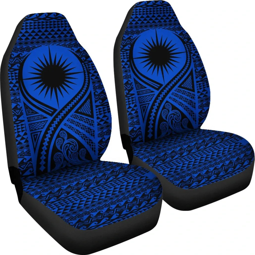 Marshall Islands Car Seat Cover - Marshall Islands Flag Polynesian Tattoo Blue