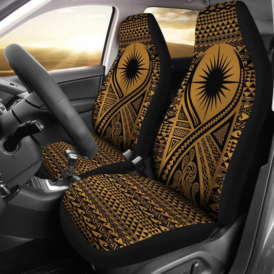 Marshall Islands Car Seat Cover - Marshall Islands Flag Polynesian Tattoo Gold