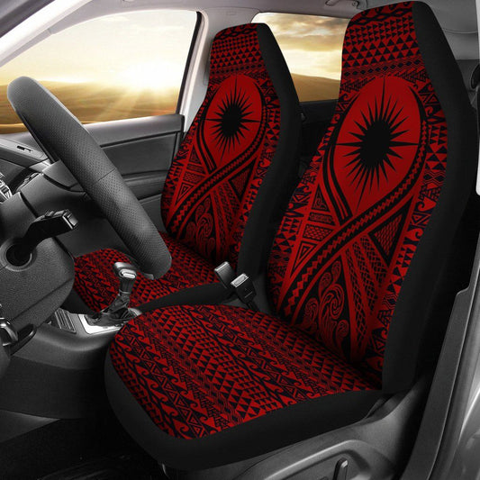 Marshall Islands Car Seat Cover - Marshall Islands Flag Polynesian Tattoo Red