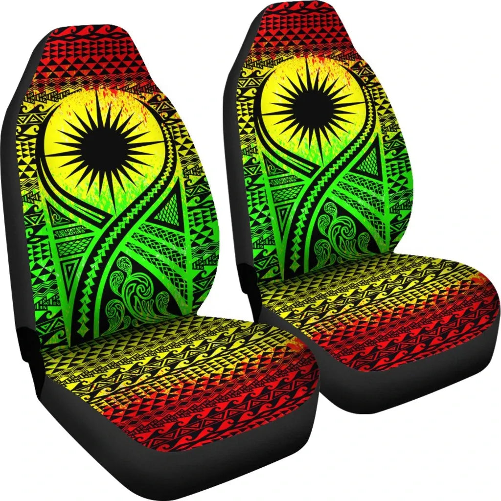 Marshall Islands Car Seat Cover - Marshall Islands Flag Polynesian Tattoo Reggae