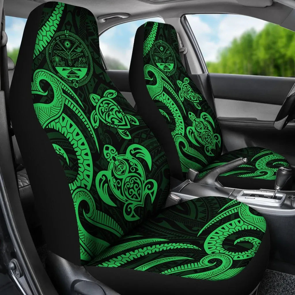 Marshall Islands Car Seat Covers - Green Tentacle Turtle Crest