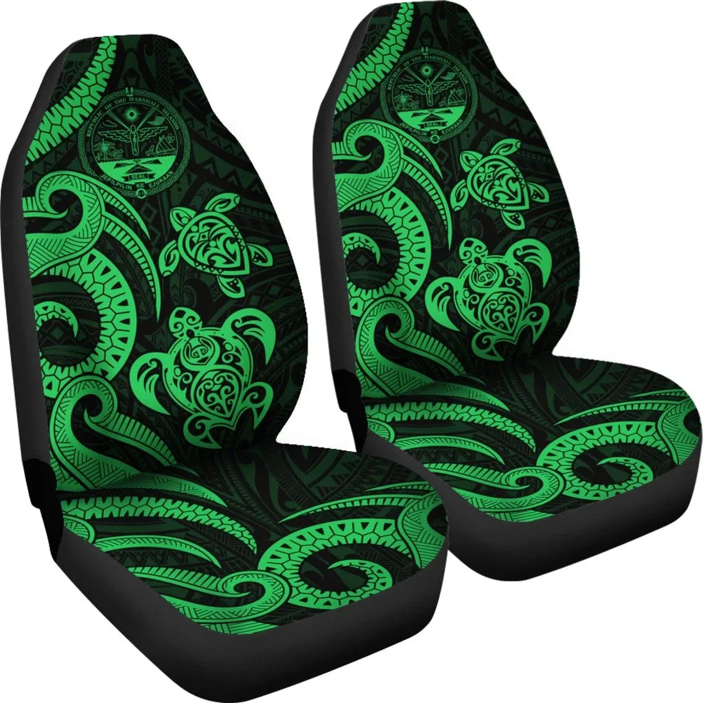 Marshall Islands Car Seat Covers - Green Tentacle Turtle Crest
