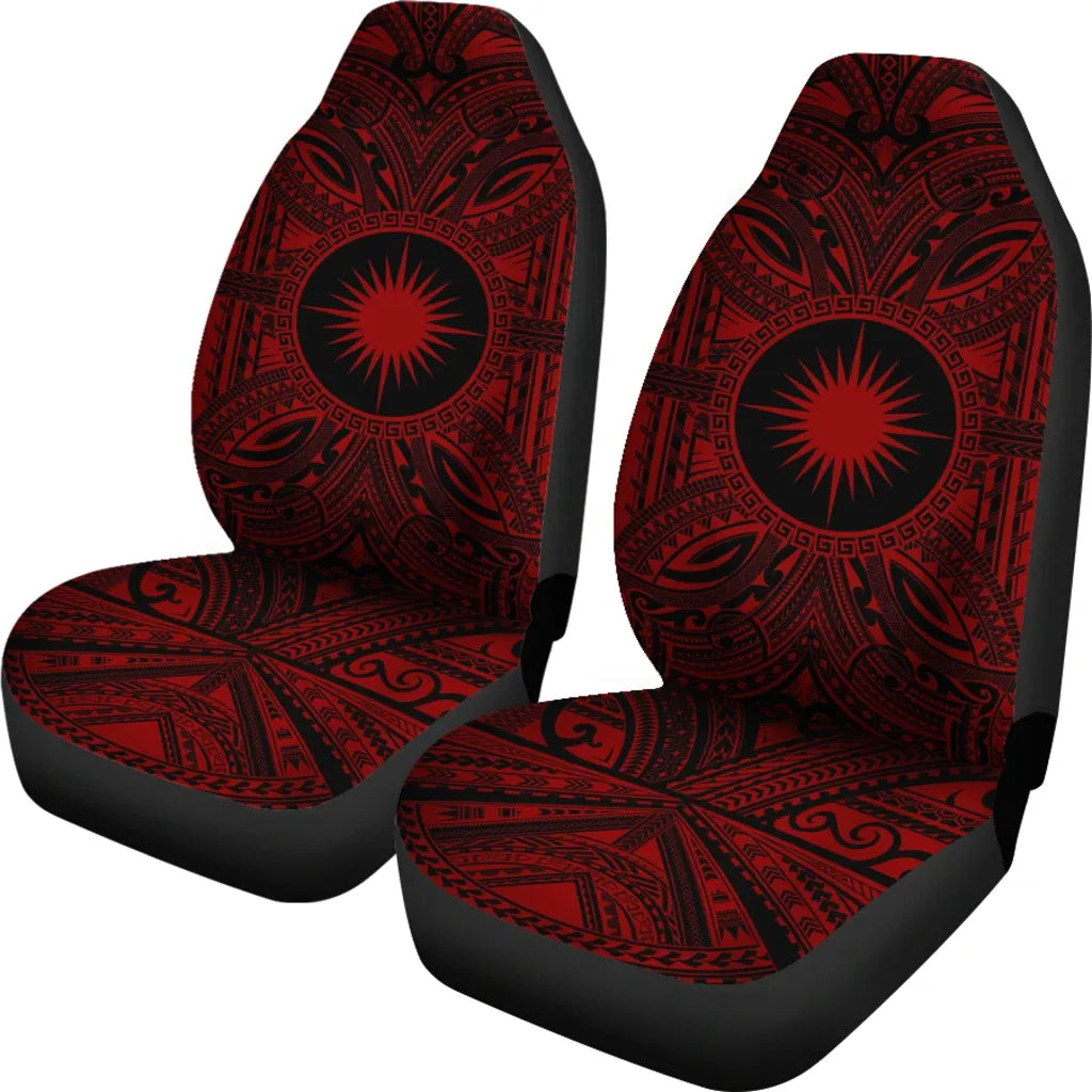 Marshall Islands Car Seat Cover - Marshall Islands Coat Of Arms Polynesian Red Black