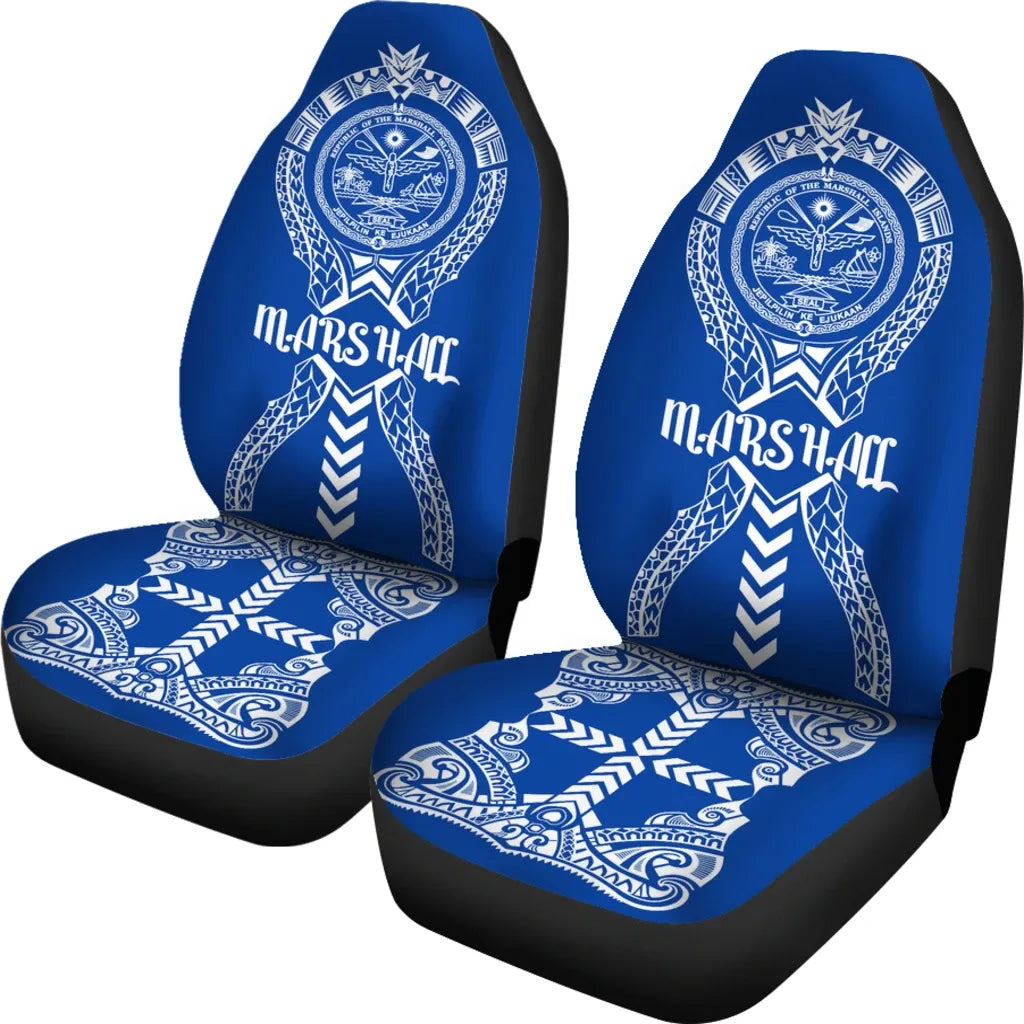 Marshall Islands Car Seat Covers - Marshall Islands Seal Polynesian Tribal Blue