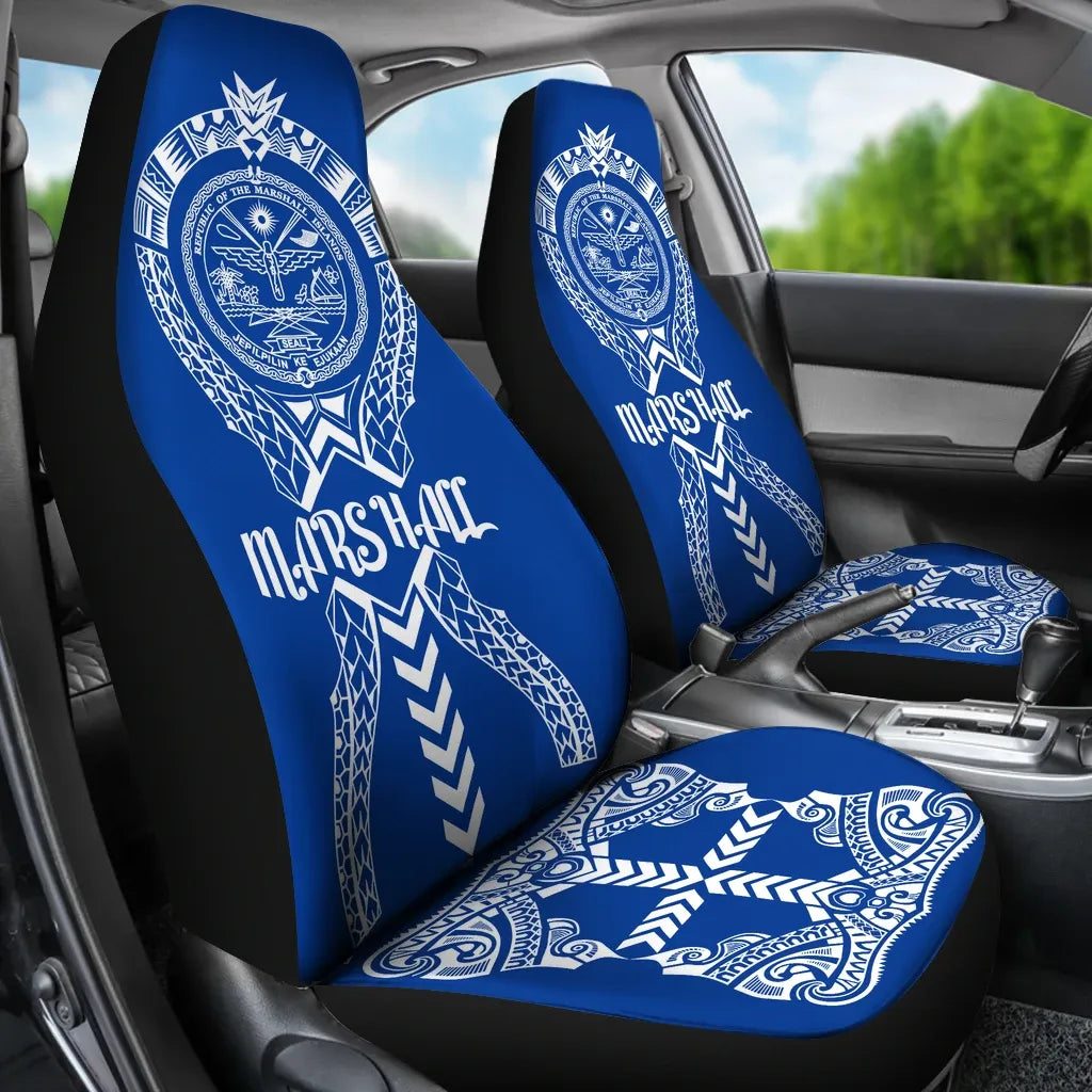 Marshall Islands Car Seat Covers - Marshall Islands Seal Polynesian Tribal Blue