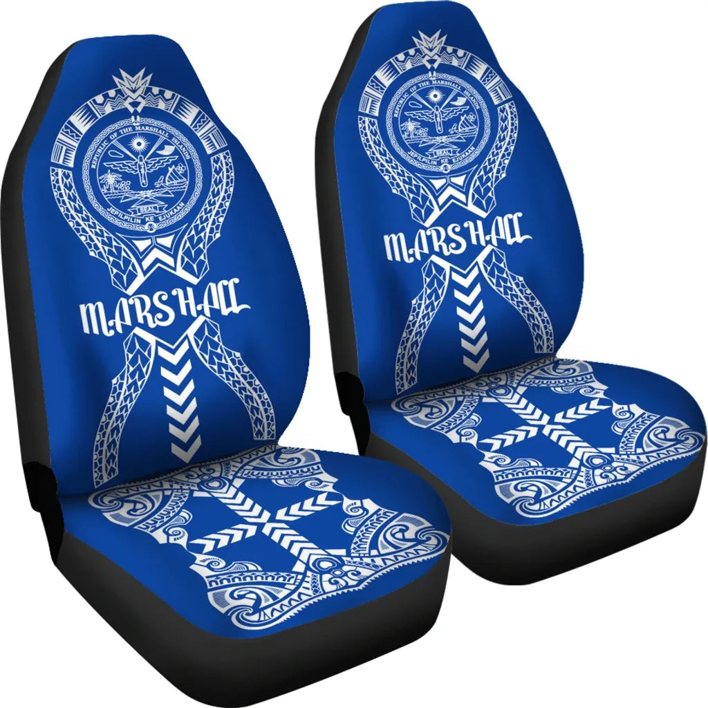 Marshall Islands Car Seat Covers - Marshall Islands Seal Polynesian Tribal Blue
