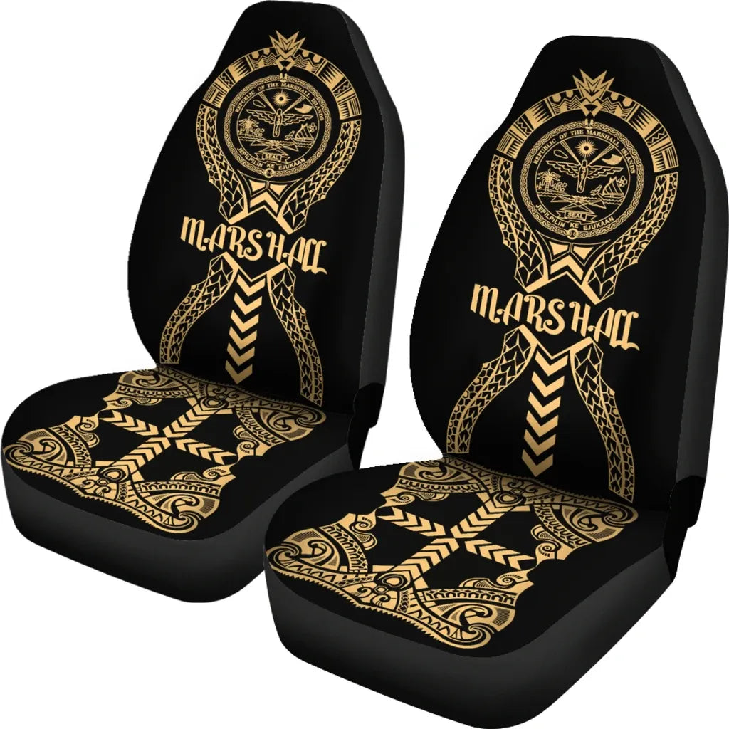 Marshall Islands Car Seat Covers - Marshall Islands Seal Polynesian Tribal Gold
