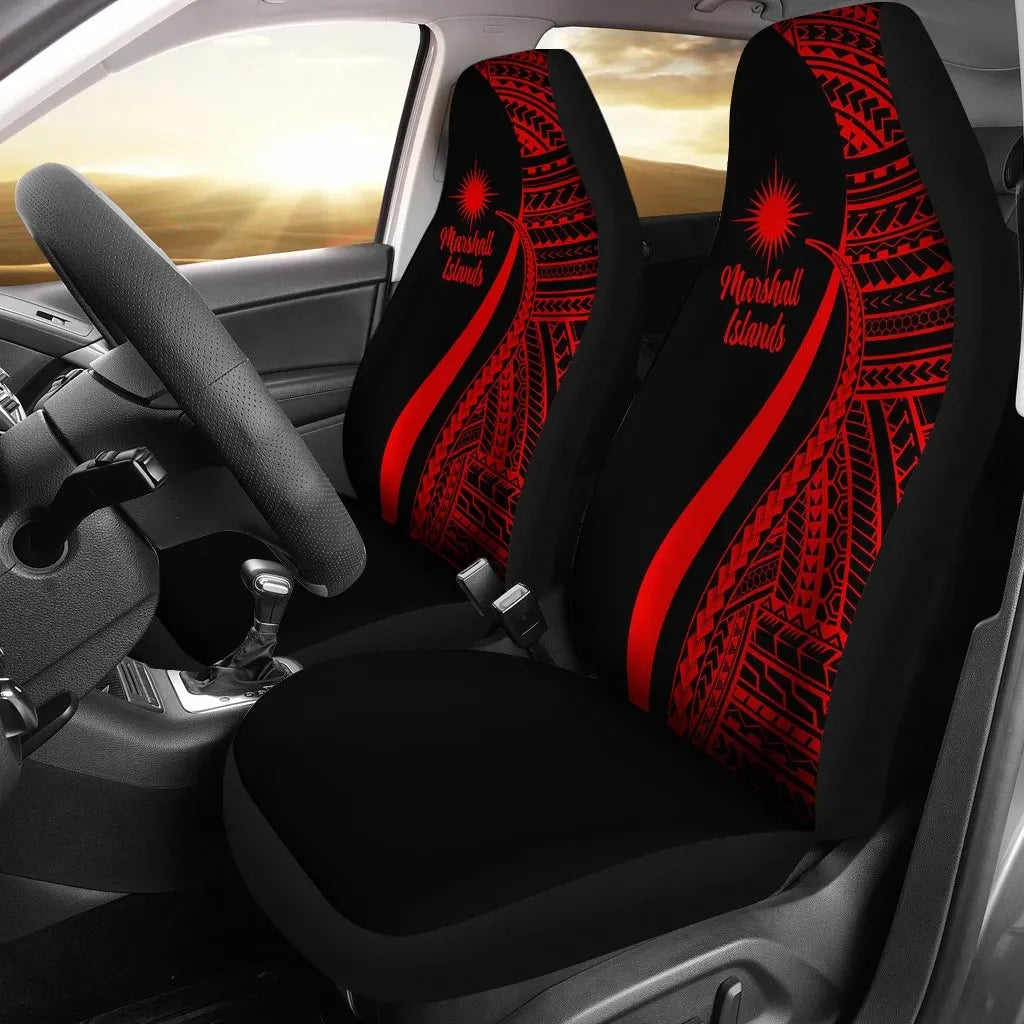 Marshall Islands Car Seat Covers - Red Polynesian Tentacle Tribal Pattern