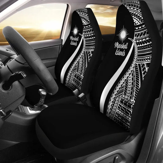 Marshall Islands Car Seat Covers - White Polynesian Tentacle Tribal Pattern