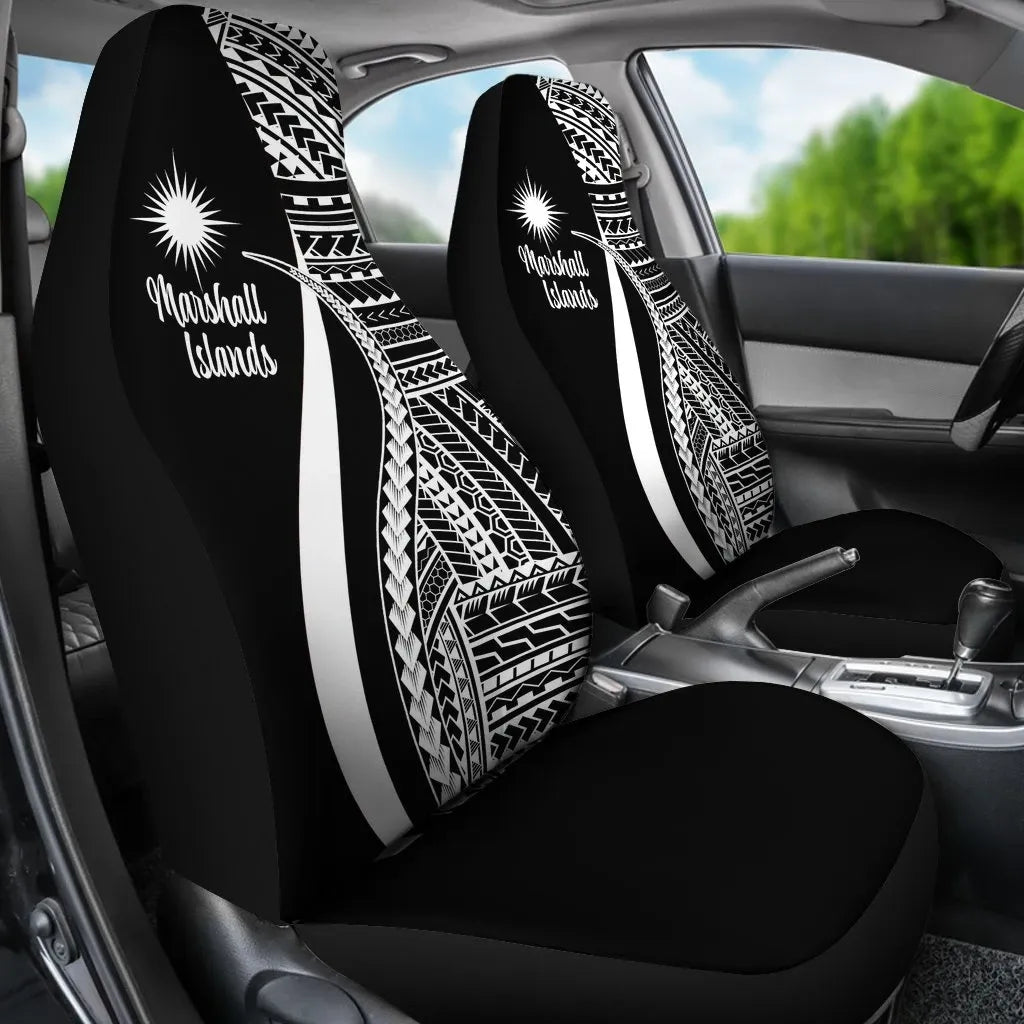 Marshall Islands Car Seat Covers - White Polynesian Tentacle Tribal Pattern