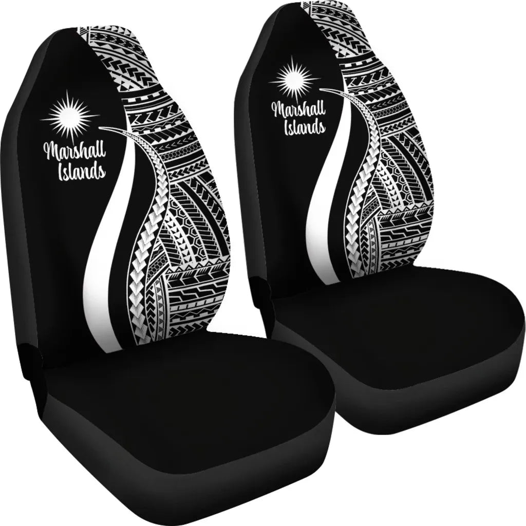 Marshall Islands Car Seat Covers - White Polynesian Tentacle Tribal Pattern