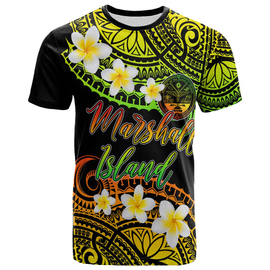 Marshall Islands Crest Custom Personalised T-Shirt - Plumeria Polynesian Vibe Reggae