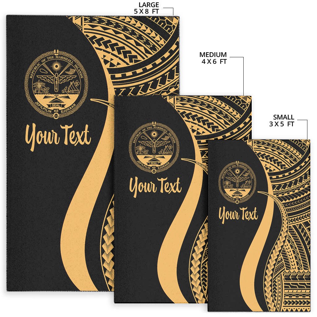 Marshall Islandss Custom Personalised Area Rug - Gold Polynesian Tentacle Tribal Pattern Crest