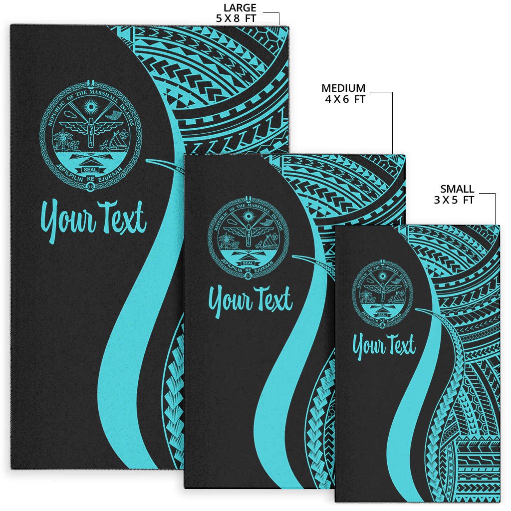 Marshall Islandss Custom Personalised Area Rug - Turquoise Polynesian Tentacle Tribal Pattern Crest