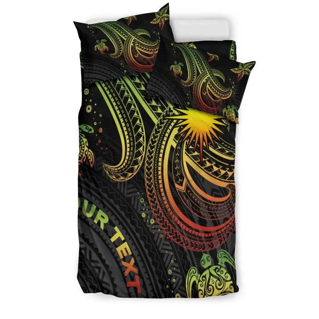 Marshall Islands Custom Personalised Bedding Set - Reggae Turtle