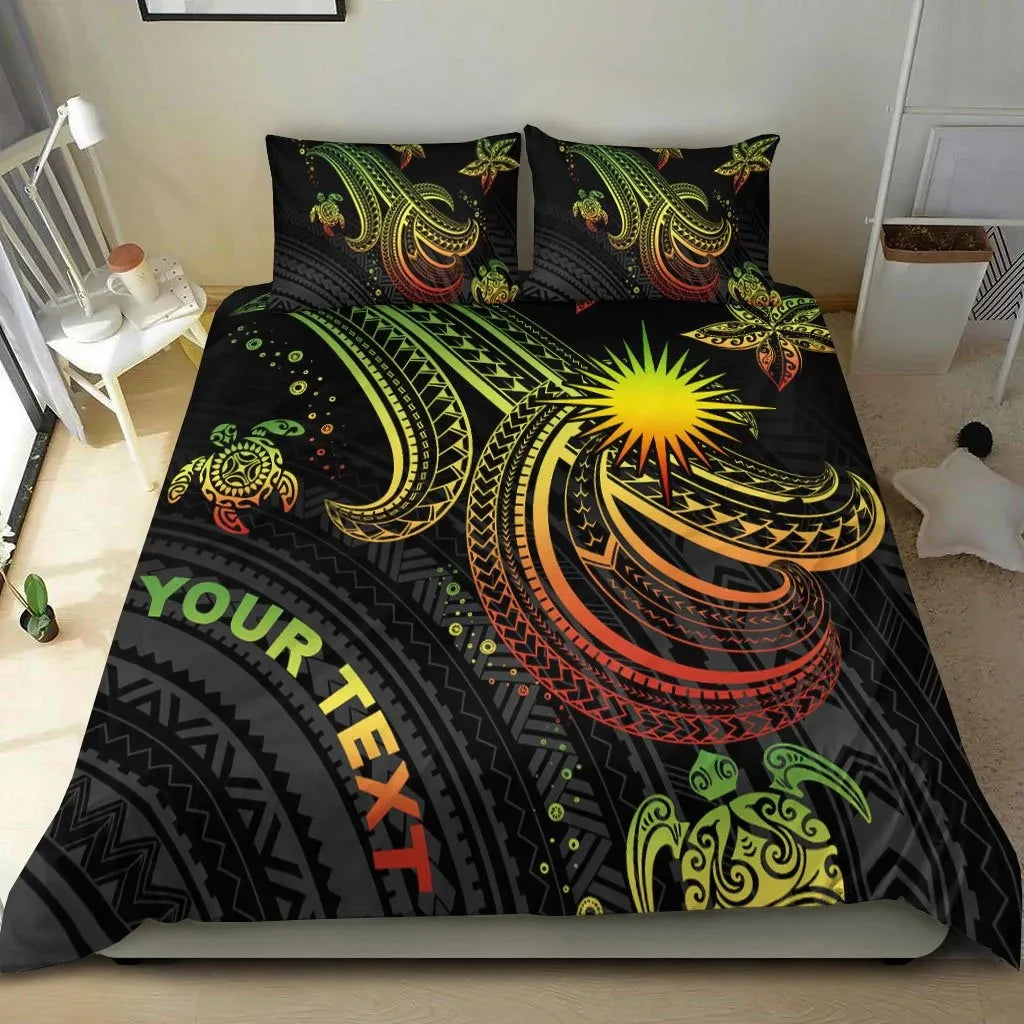 Marshall Islands Custom Personalised Bedding Set - Reggae Turtle