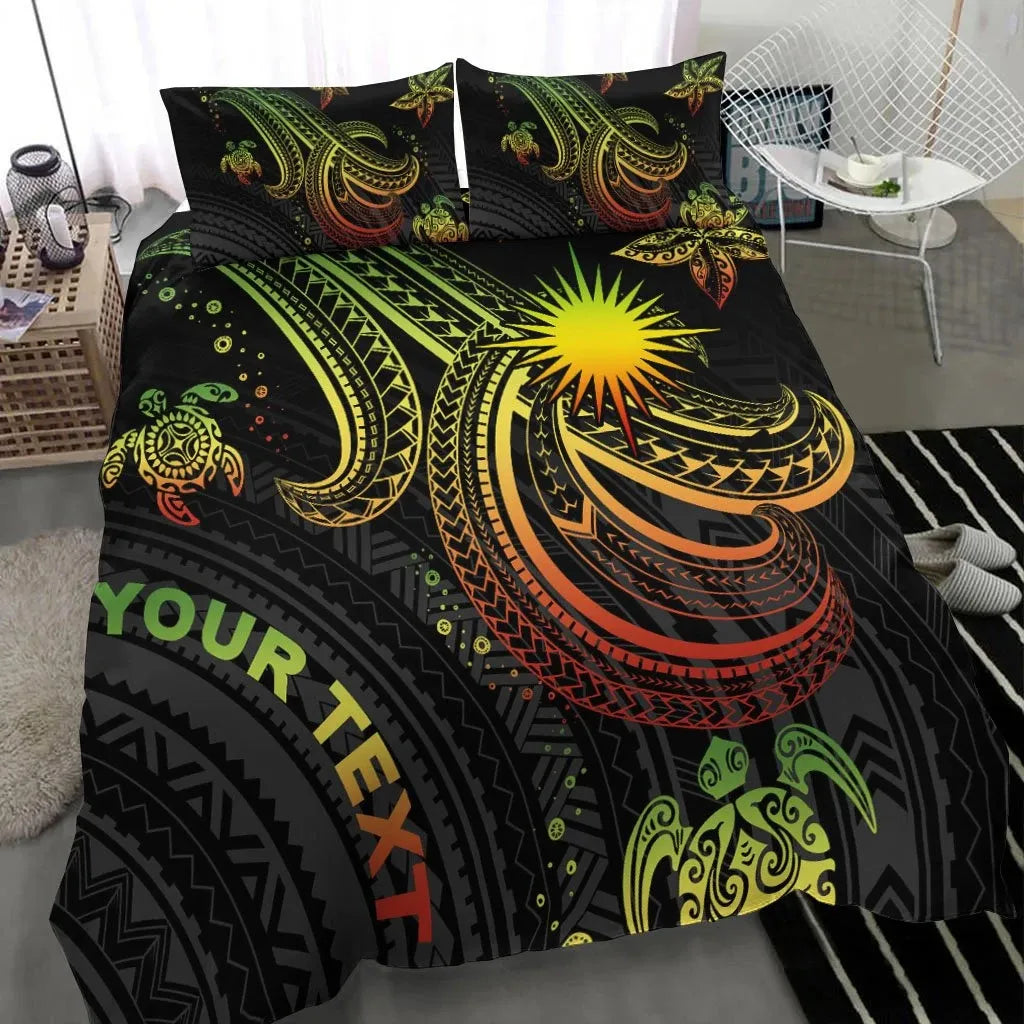 Marshall Islands Custom Personalised Bedding Set - Reggae Turtle