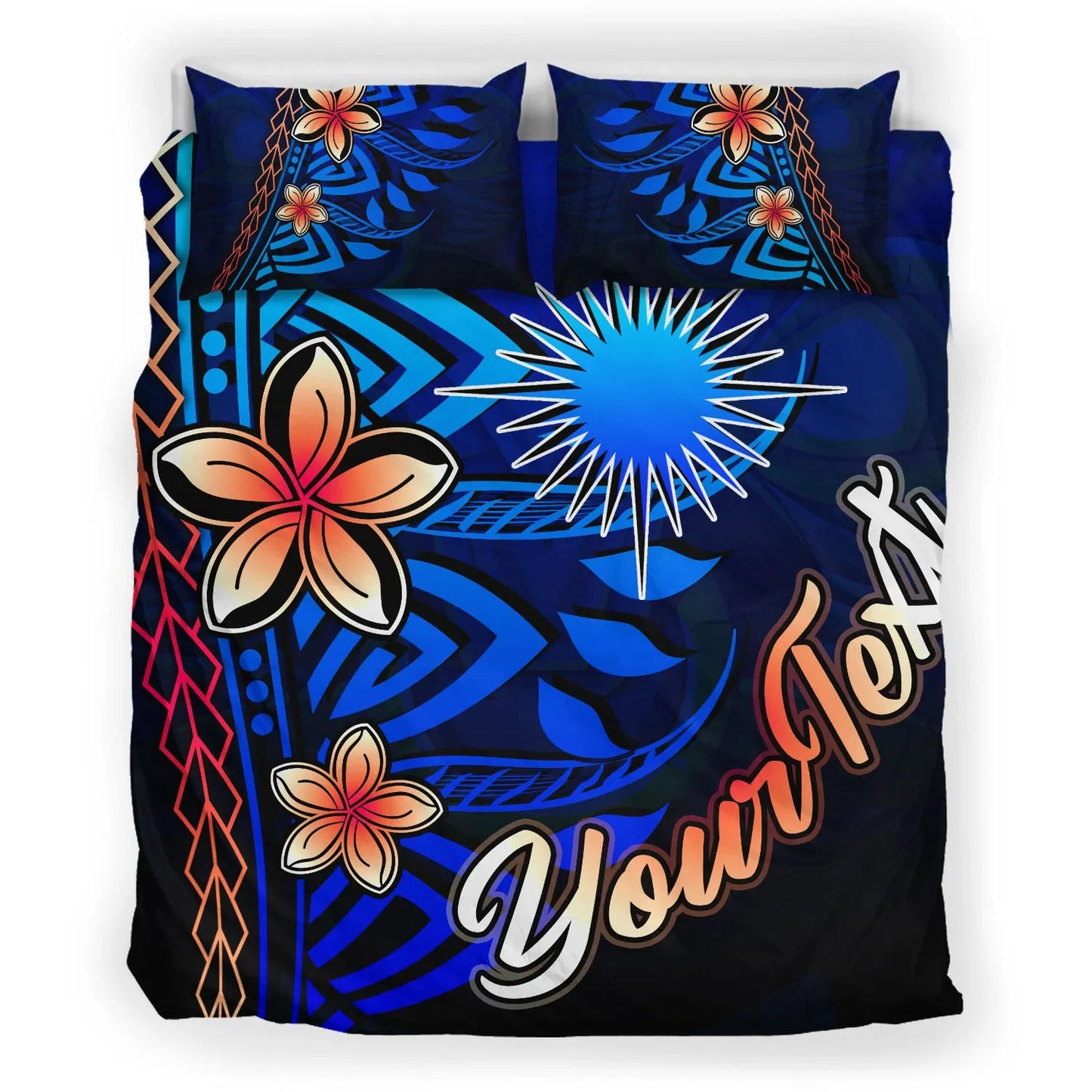Marshall Islands Custom Personalised Bedding Set - Vintage Tribal Mountain