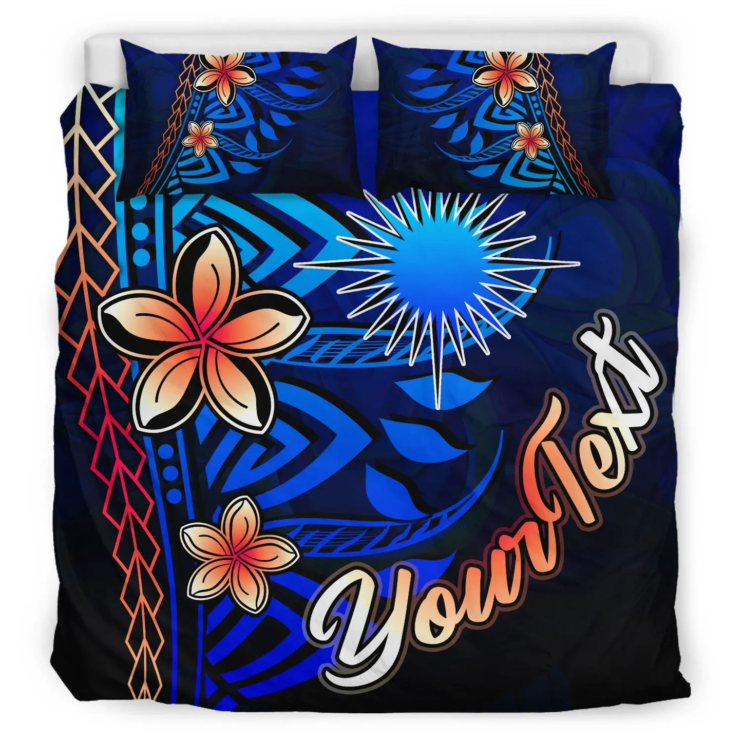 Marshall Islands Custom Personalised Bedding Set - Vintage Tribal Mountain