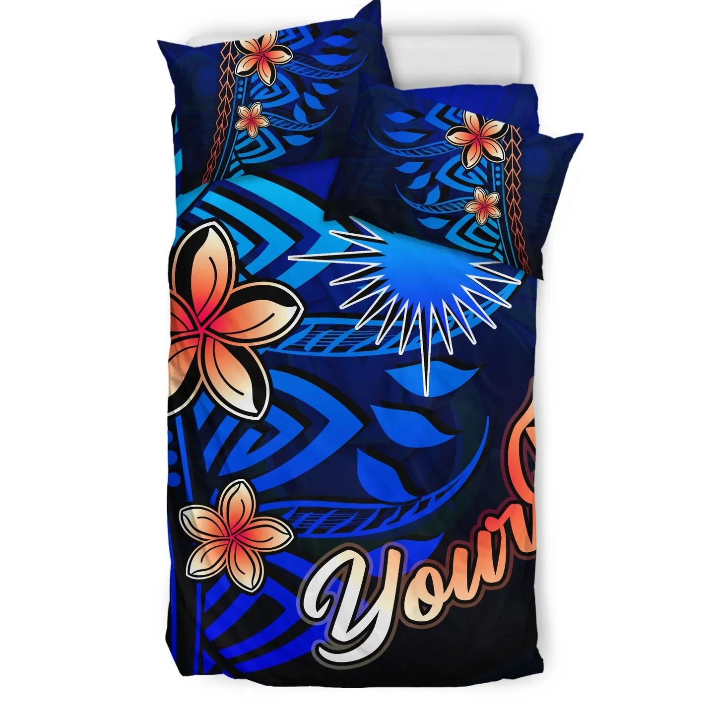 Marshall Islands Custom Personalised Bedding Set - Vintage Tribal Mountain