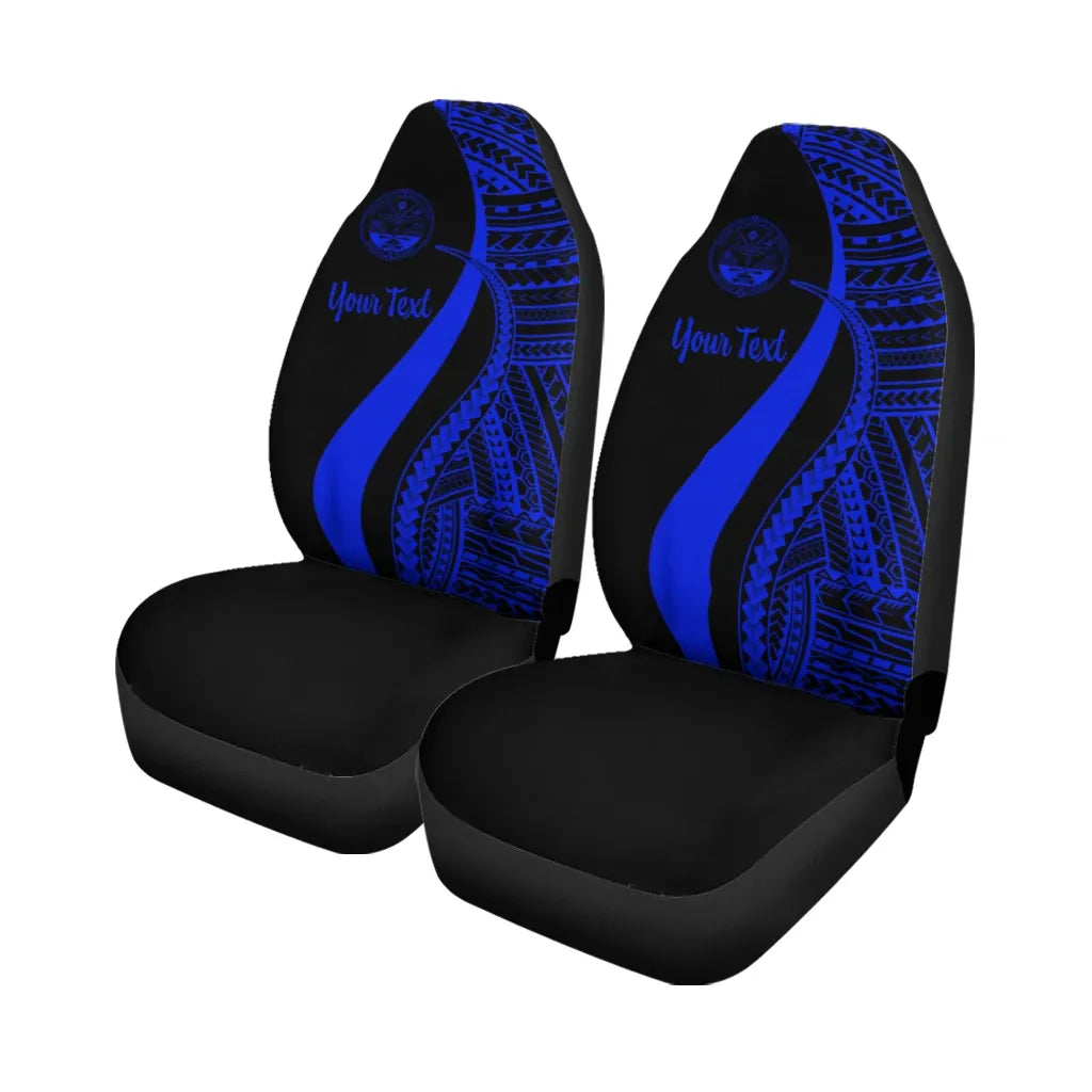 Marshall Islands Custom Personalised Car Seat Covers - Blue Polynesian Tentacle Tribal Pattern Crest