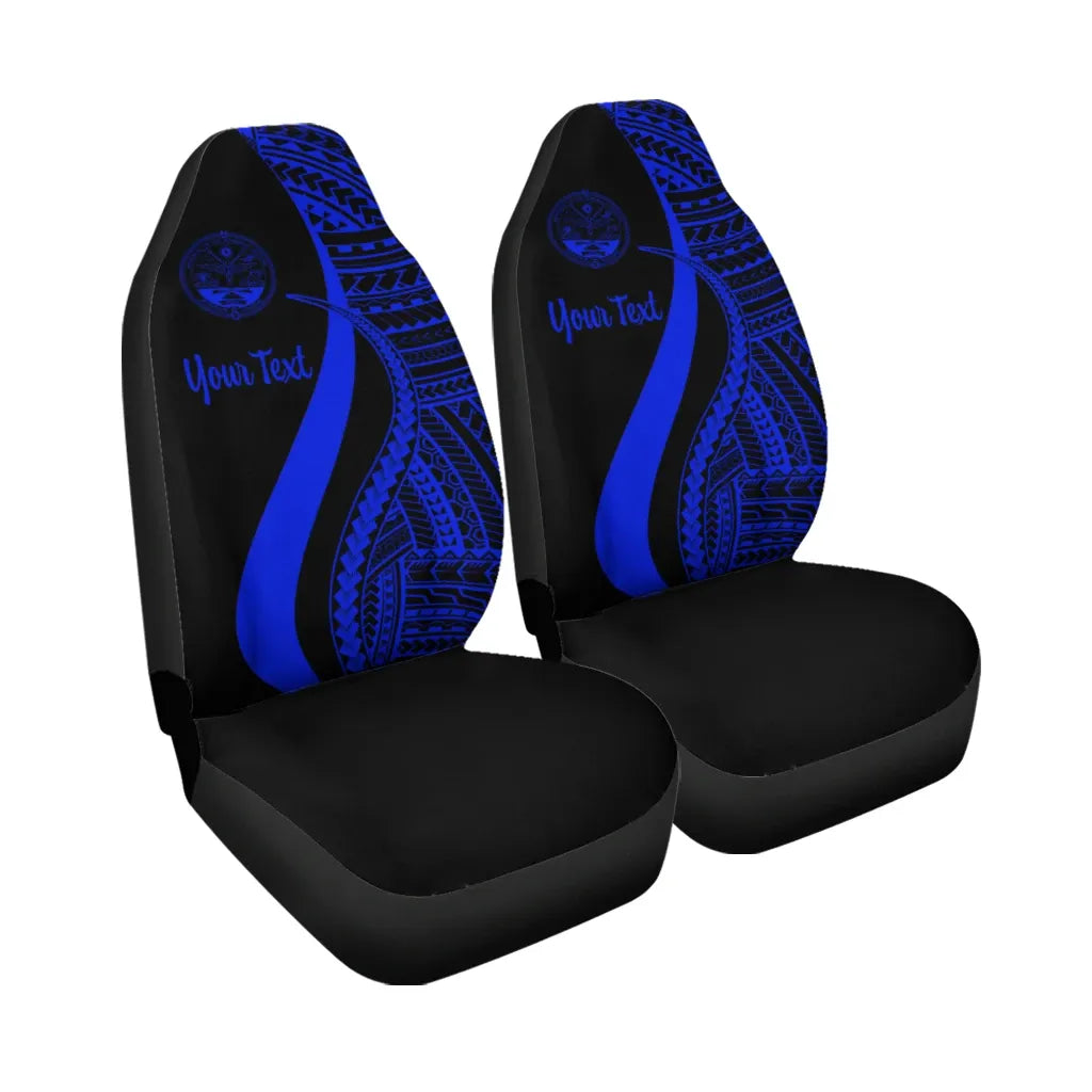 Marshall Islands Custom Personalised Car Seat Covers - Blue Polynesian Tentacle Tribal Pattern Crest