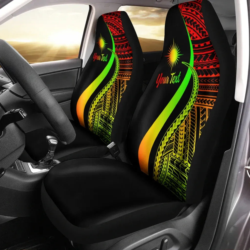 Marshall Islands Custom Personalised Car Seat Covers - Reggae Polynesian Tentacle Tribal Pattern