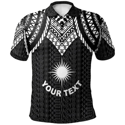 Marshall Islands Custom Personalised Polo Shirt - Polynesian Armor Style Black