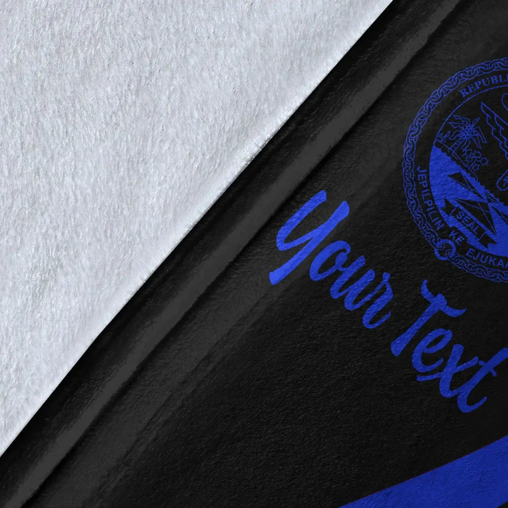 Marshall Islands Custom Personalised Premium Blanket - Blue Polynesian Tentacle Tribal Pattern Crest