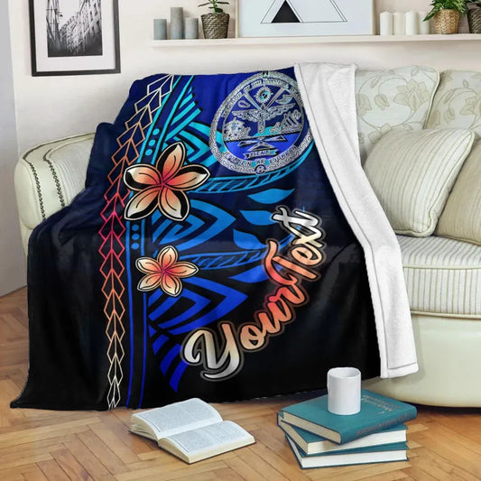Marshall Islands Custom Personalised Premium Blanket - Vintage Tribal Mountain Crest