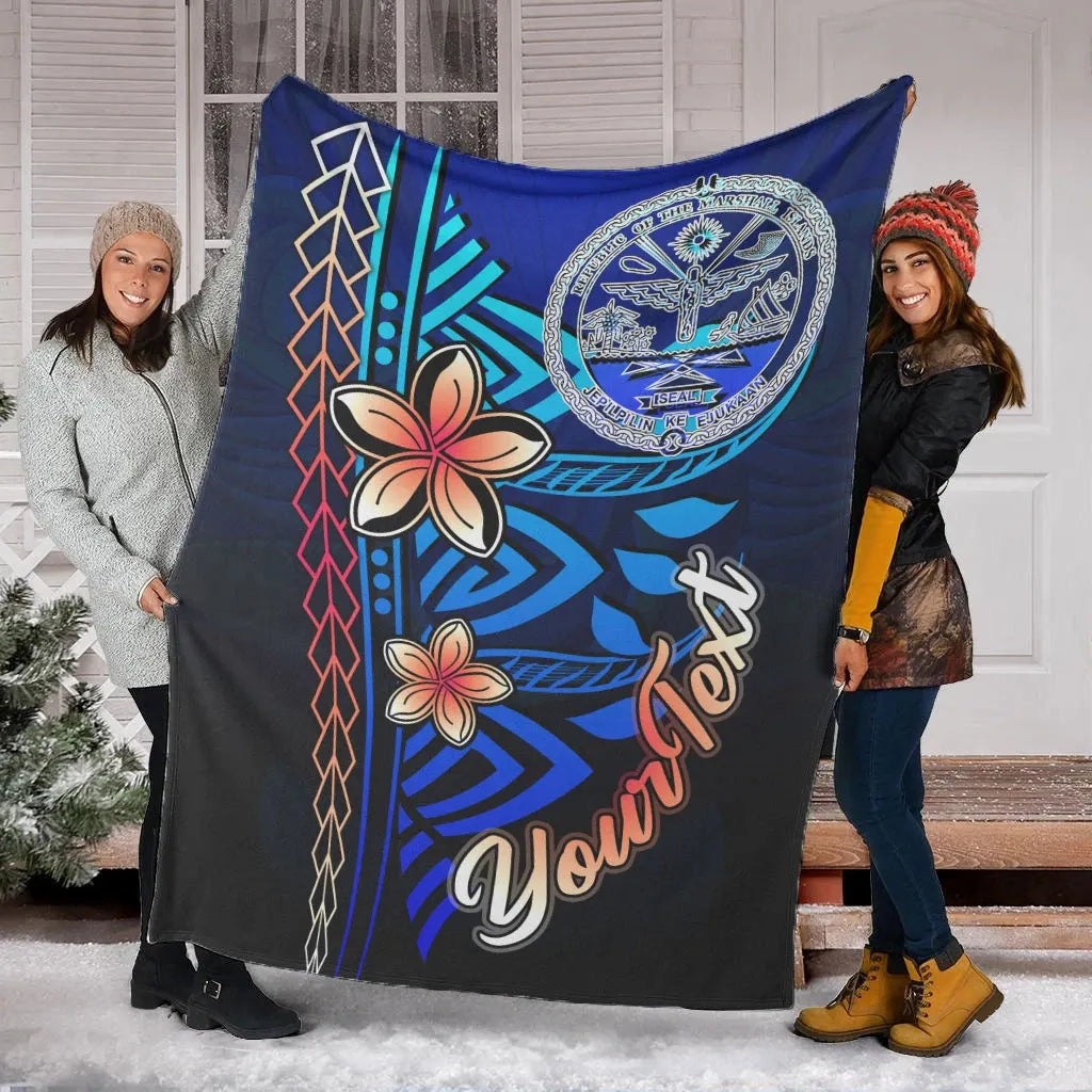 Marshall Islands Custom Personalised Premium Blanket - Vintage Tribal Mountain Crest