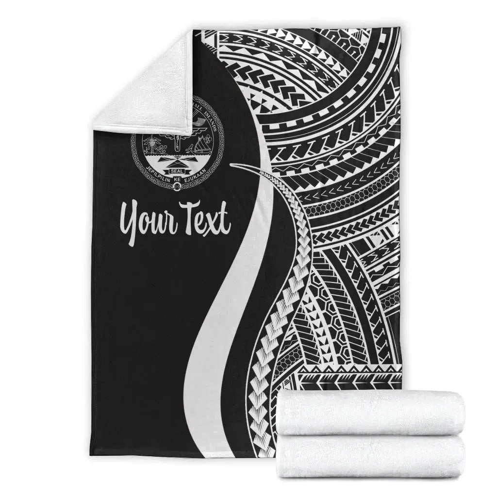 Marshall Islands Custom Personalised Premium Blanket - White Polynesian Tentacle Tribal Pattern Crest