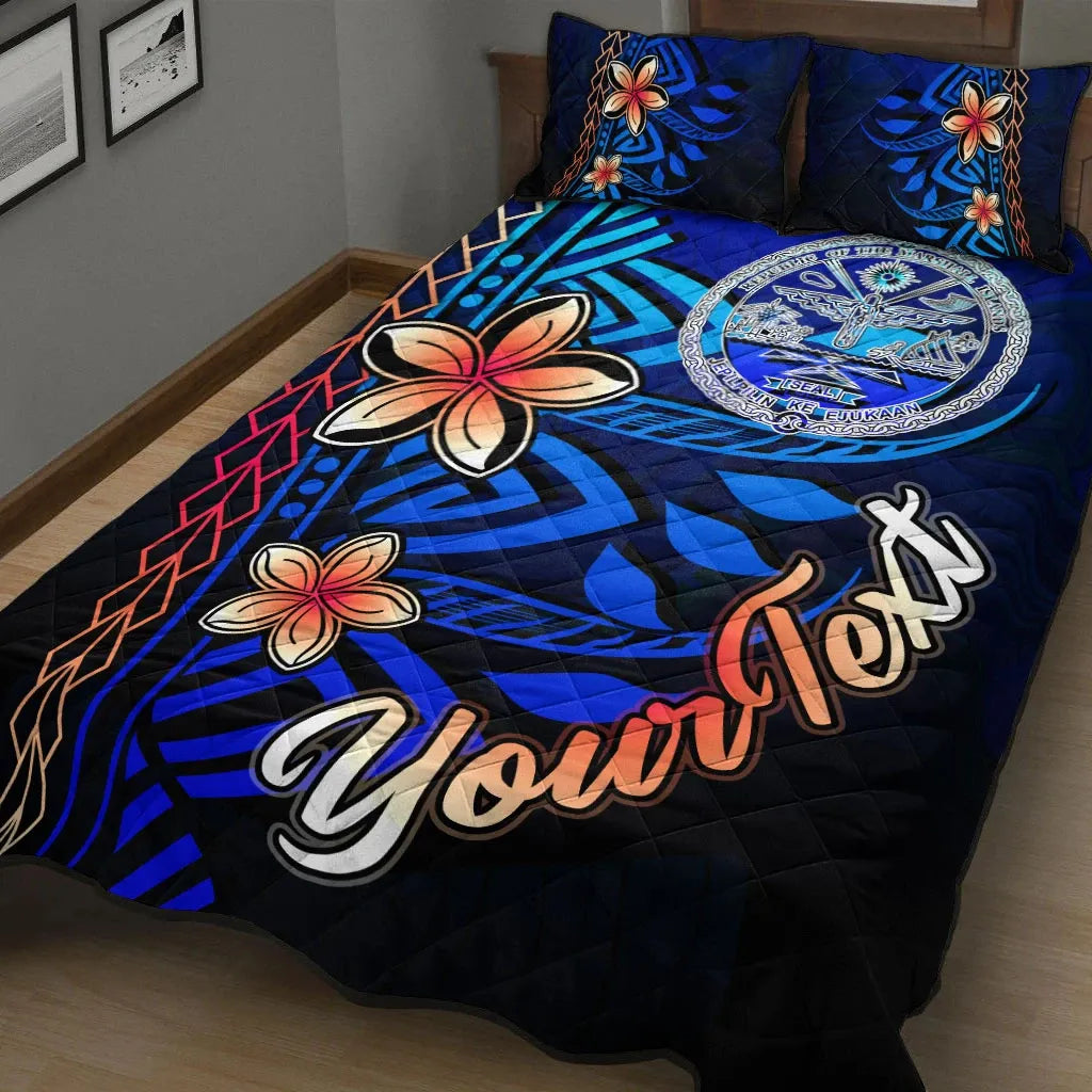 Marshall Islands Custom Personalised Quilt Bed Set - Vintage Tribal Mountain Crest