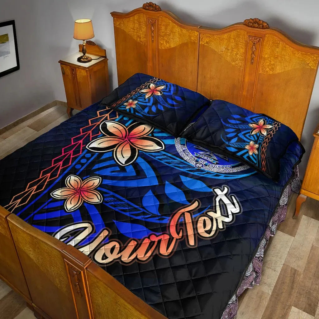 Marshall Islands Custom Personalised Quilt Bed Set - Vintage Tribal Mountain Crest