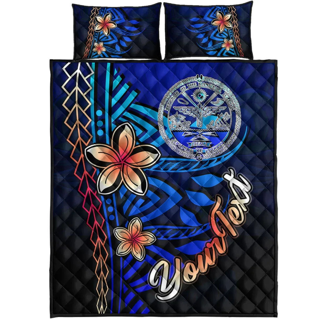 Marshall Islands Custom Personalised Quilt Bed Set - Vintage Tribal Mountain Crest