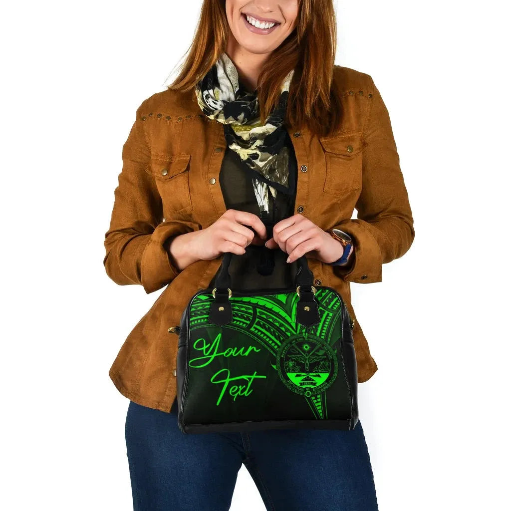 Marshall Islands Custom Personalised Shoulder Handbag - Cross Style Green Style