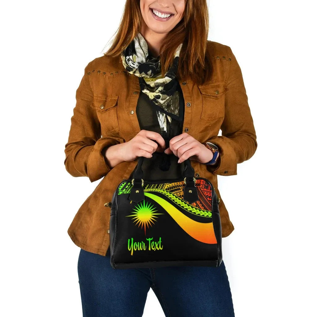 Marshall Islands Custom Personalised Shoulder Handbag - Reggae Polynesian Tentacle Tribal Pattern