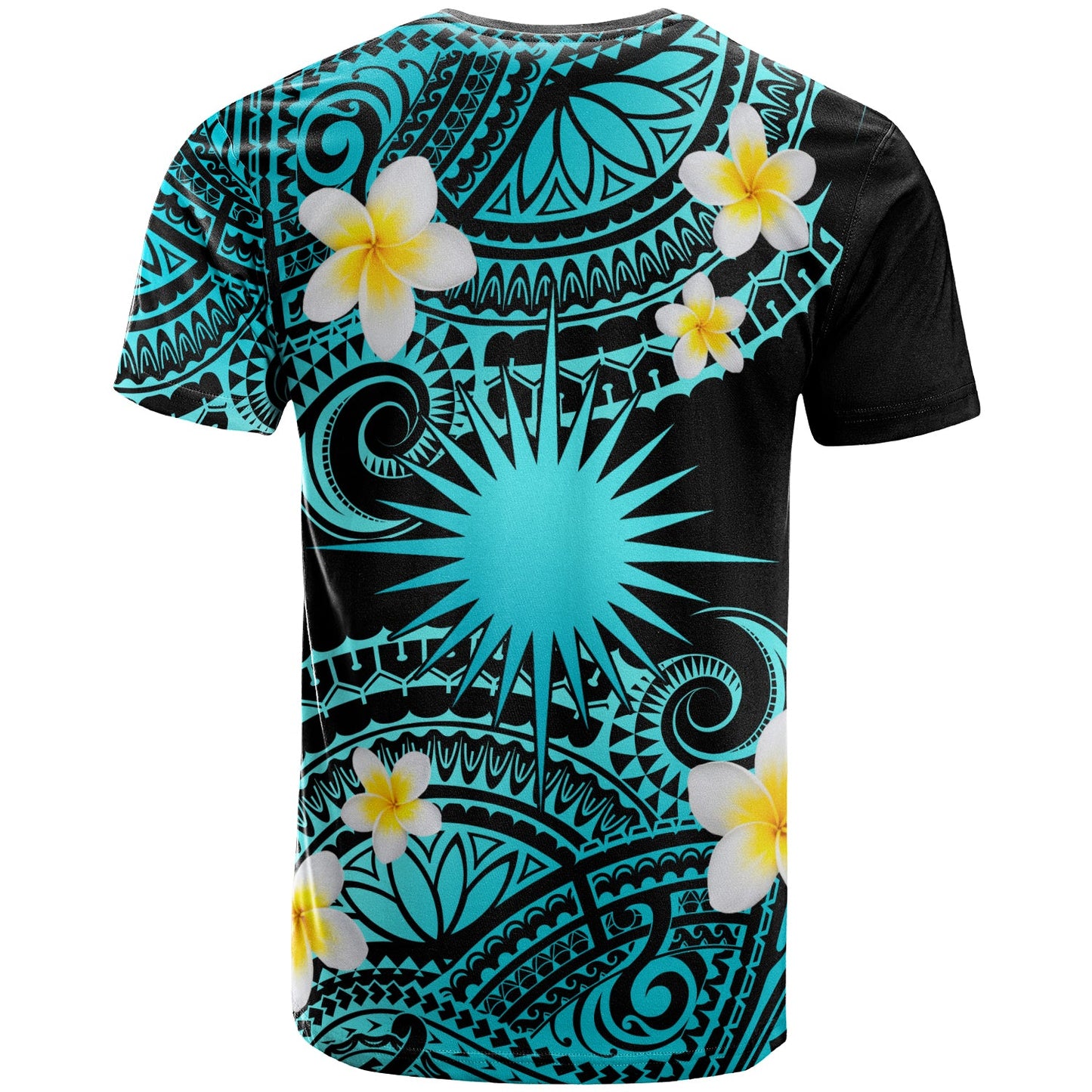 Marshall Islands Custom Personalised T-Shirt - Plumeria Polynesian Vibe Turquoise