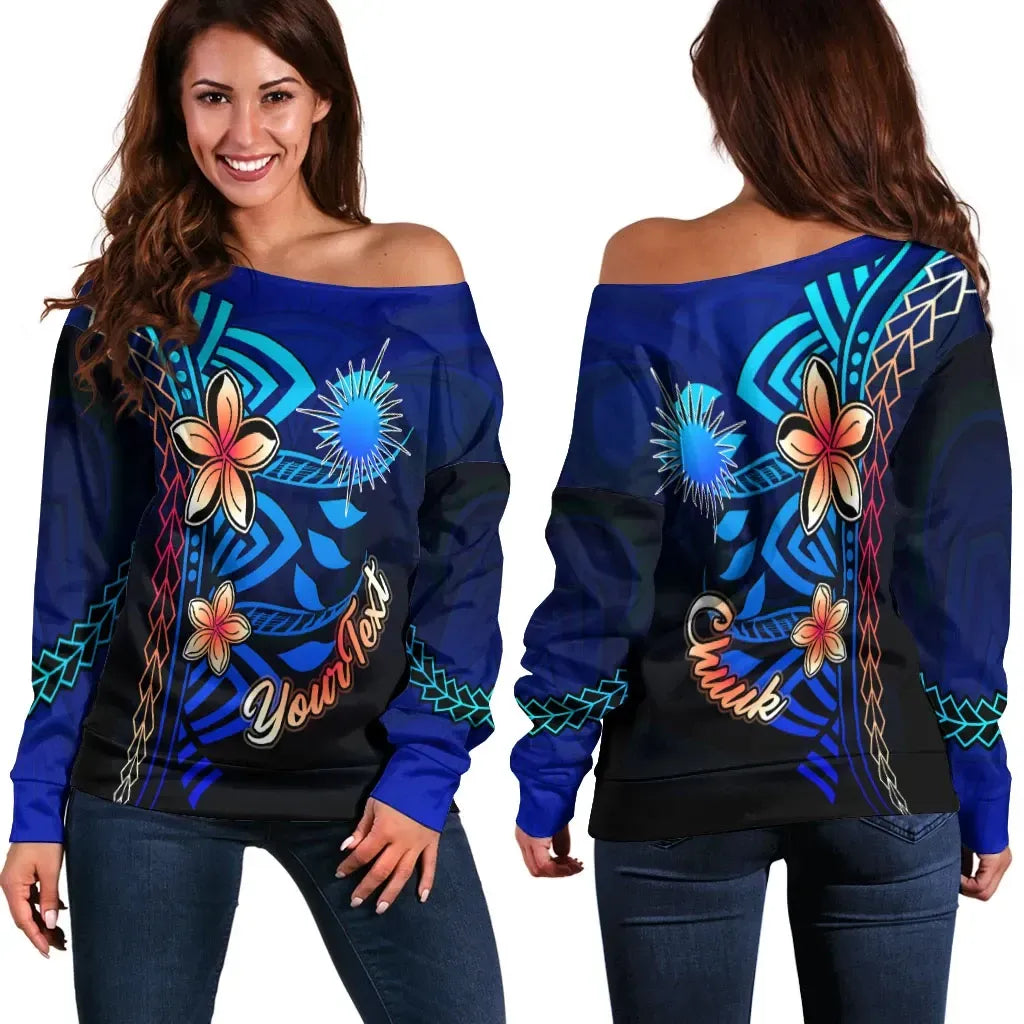 Marshall Islands Custom Personalised Women Off Shoulder Sweater - Vintage Tribal Moutain