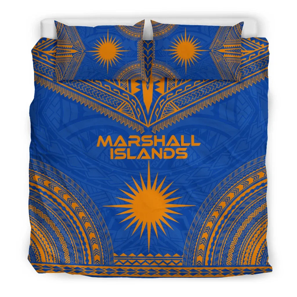 Marshall Islands Flag Polynesian Chief Duvet Cover Set