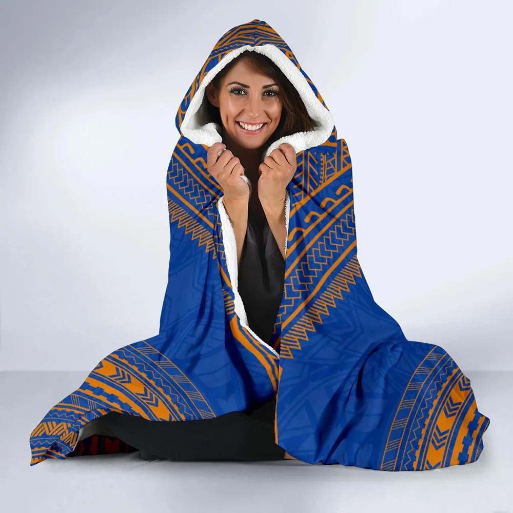Marshall Islands Flag Polynesian Chief Hooded Blanket