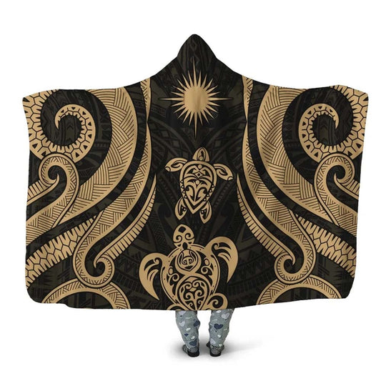 Marshall Islands Hooded Blanket - Gold Tentacle Turtle