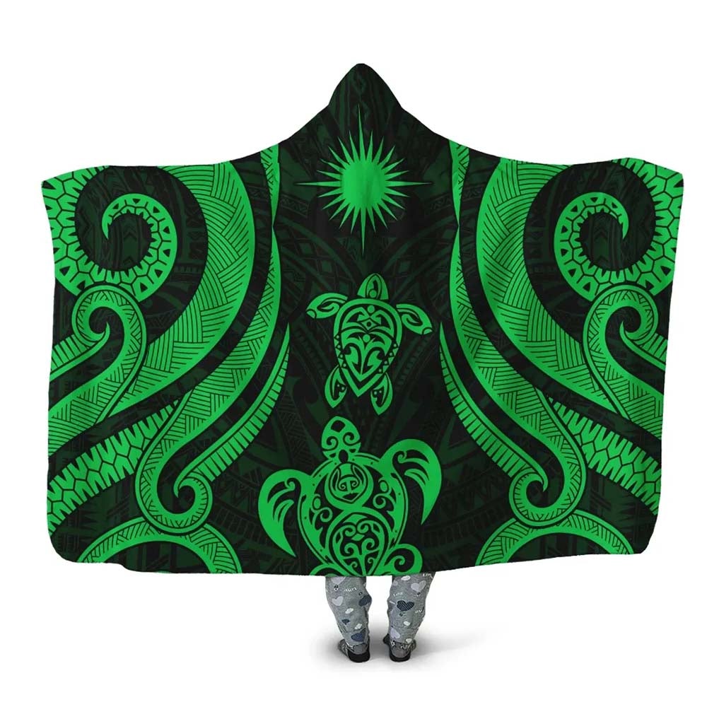 Marshall Islands Hooded Blanket - Green Tentacle Turtle