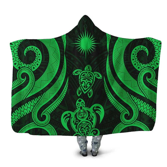 Marshall Islands Hooded Blanket - Green Tentacle Turtle