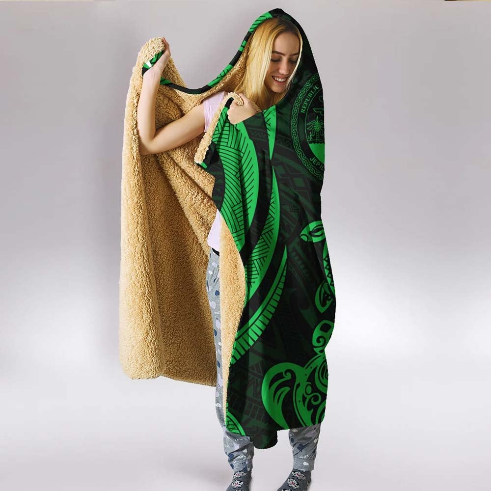 Marshall Islands Hooded Blanket - Green Tentacle Turtle Crest