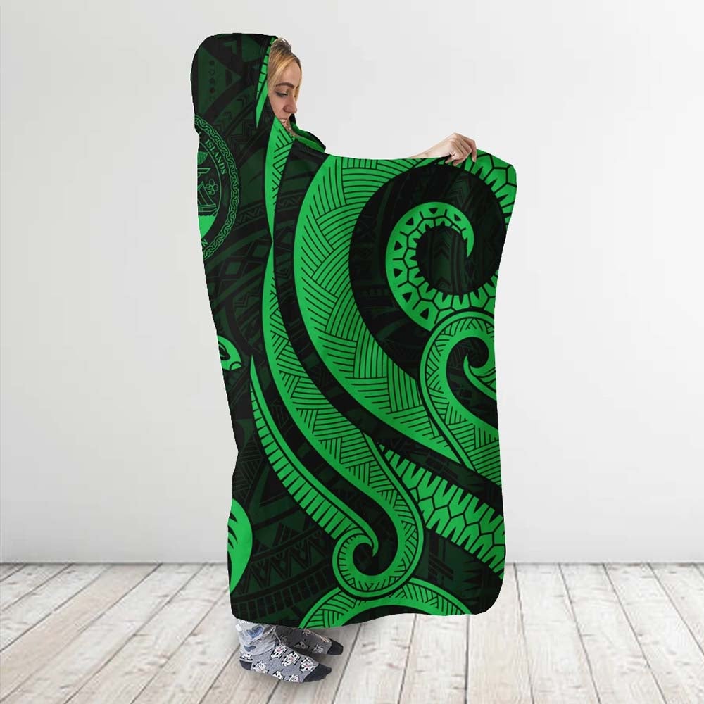 Marshall Islands Hooded Blanket - Green Tentacle Turtle Crest