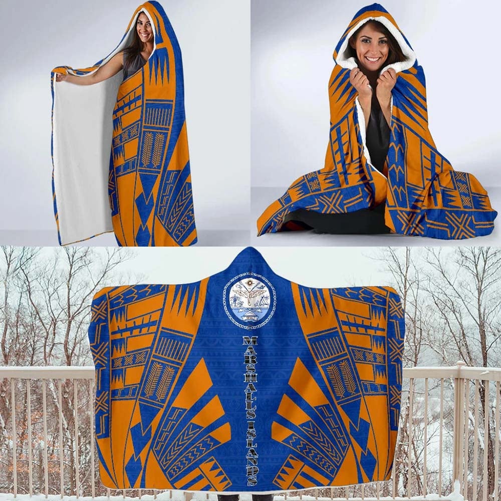 Marshall Islands Hooded Blanket - Polynesian Tattoo Flag