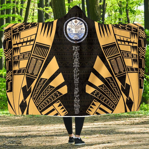 Marshall Islands Hooded Blanket - Polynesian Tattoo Gold