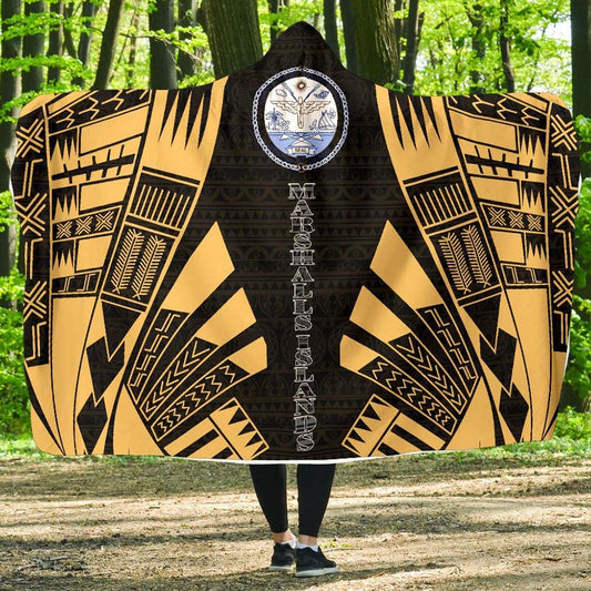 Marshall Islands Hooded Blanket - Polynesian Tattoo Gold