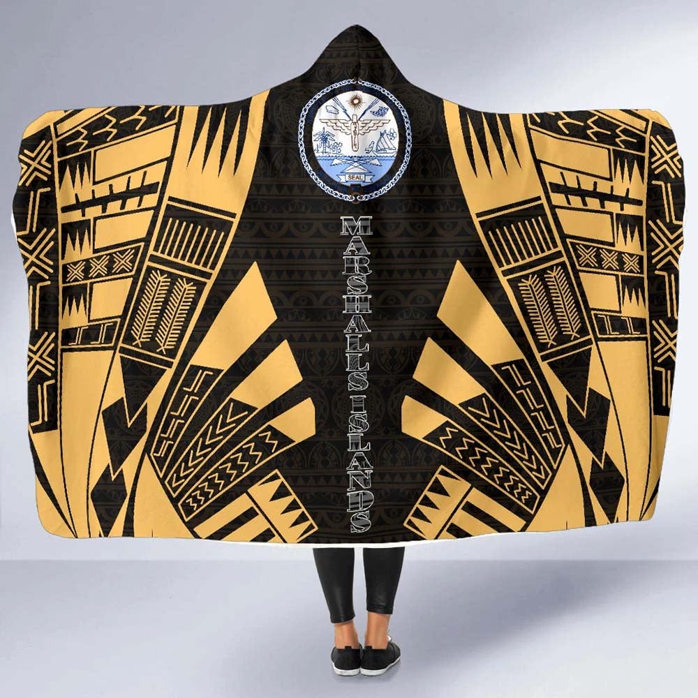 Marshall Islands Hooded Blanket - Polynesian Tattoo Gold